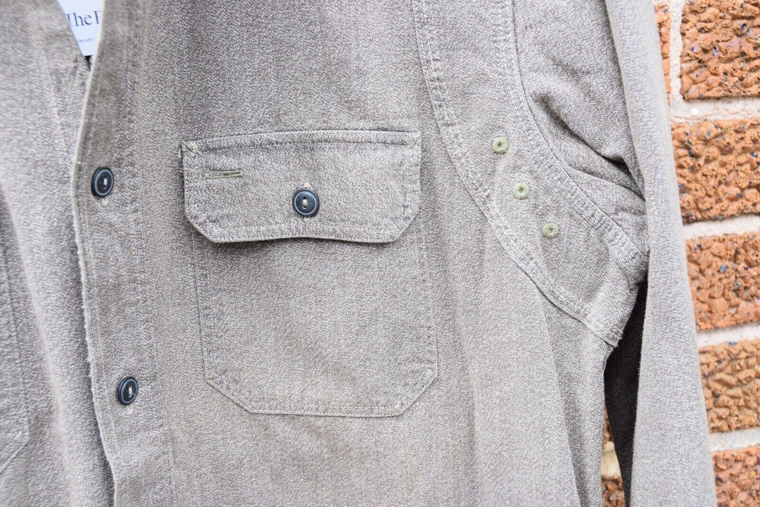 RRL Ralph Lauren Work Wear Taupe Gray Twill Work Shirt Men's Medium M