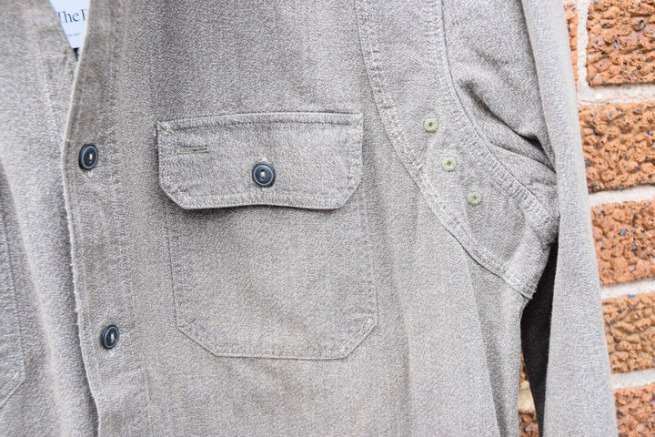 RRL Ralph Lauren Work Wear Taupe Gray Twill Work Shirt Men's Medium M