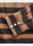 RRL Ralph Lauren Black Striped Yoke Western French Terry Shirt Men's Small S
