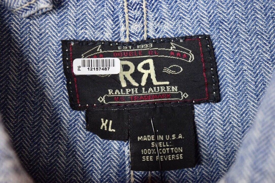 RRL Ralph Lauren Engineer Denim Chore Striped Jacket Men's XL Extra-Large