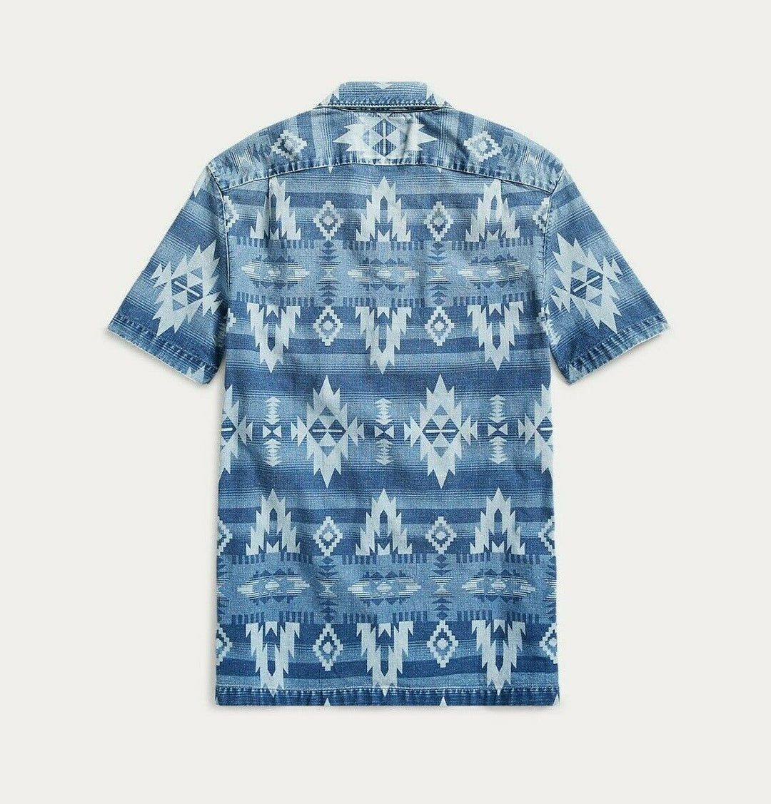 RRL Ralph Lauren Southwestern Beacon Ombre Blue Indigo Print Shirt Men's Large L