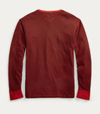 RRL Ralph Lauren Houndstooth Cotton Jersey Henley Red Black  Shirt Mens Medium M