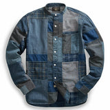 $580 RRL Ralph Lauren Patchwork Flannel Blue Shirt Indigo Plaid XS Extra-Small