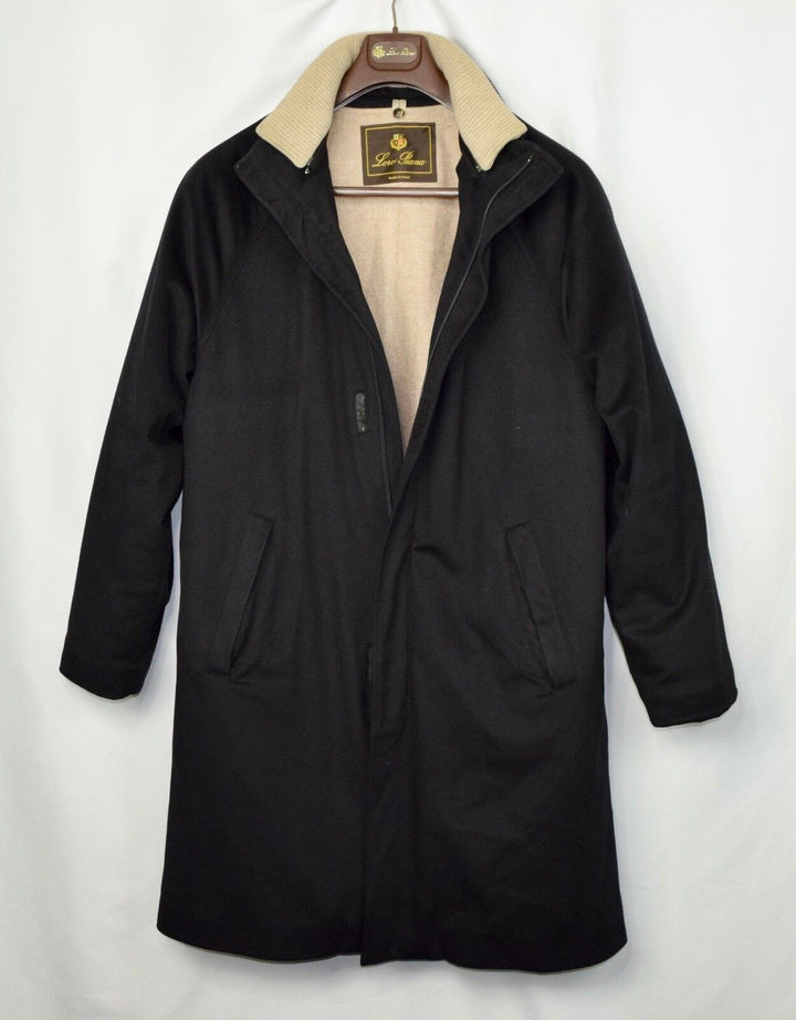 Loro Piana Icer Long Mink Fur Lined Black Cashmere Men's Jacket Coat Large L