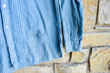 RRL Ralph Lauren Engineer Stripe Chambray Blue Striped Workshirt Men's M Medium