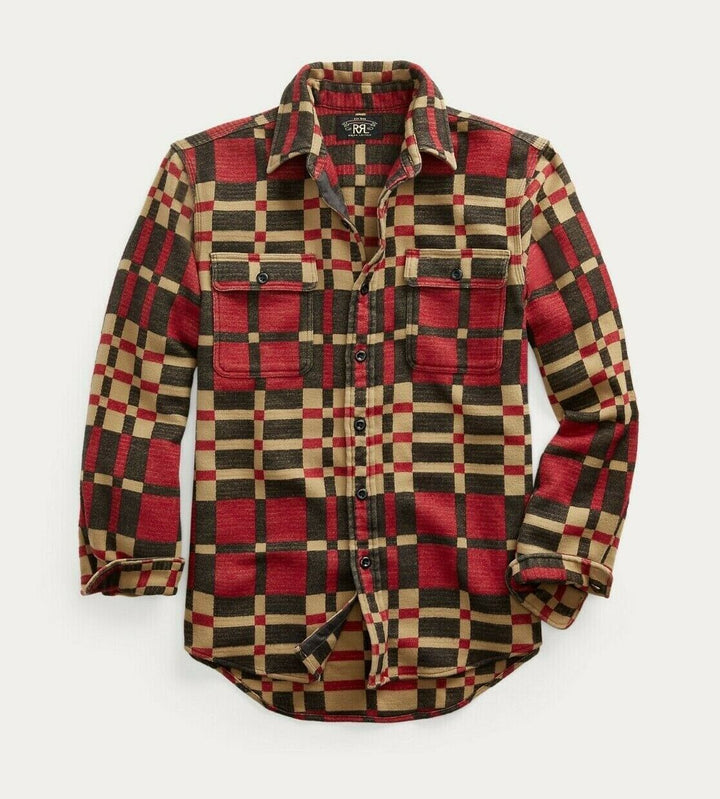 RRL Ralph Lauren 1890s Red Horse Blanket Jacquard Workshirt Jacket L Large