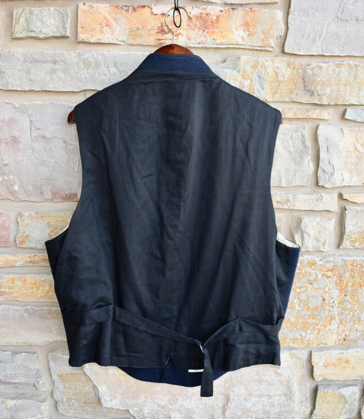 RRL Ralph Lauren Blue Navy Wool Military Jacket Vest Men's Extra-Large XL