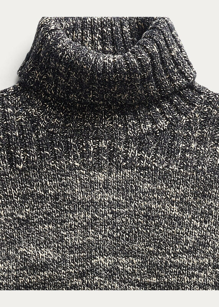 New RRL Ralph Lauren Black Wool Linen Marled Turtleneck Men's XL Extra-Large