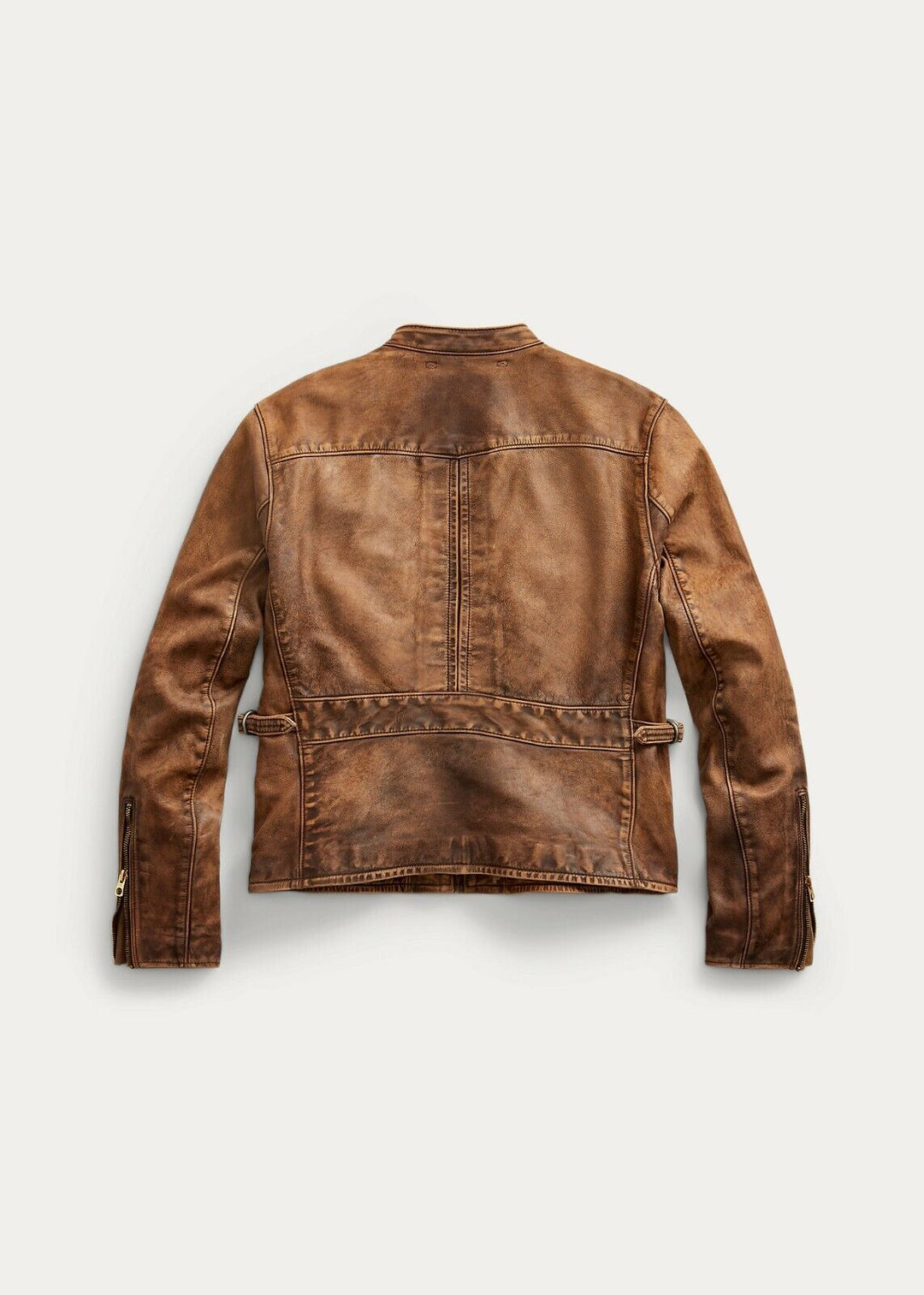 RRL Ralph Lauren Slim Fit Leather Moto Lined 1940's Cafe Jacket Men's Small S