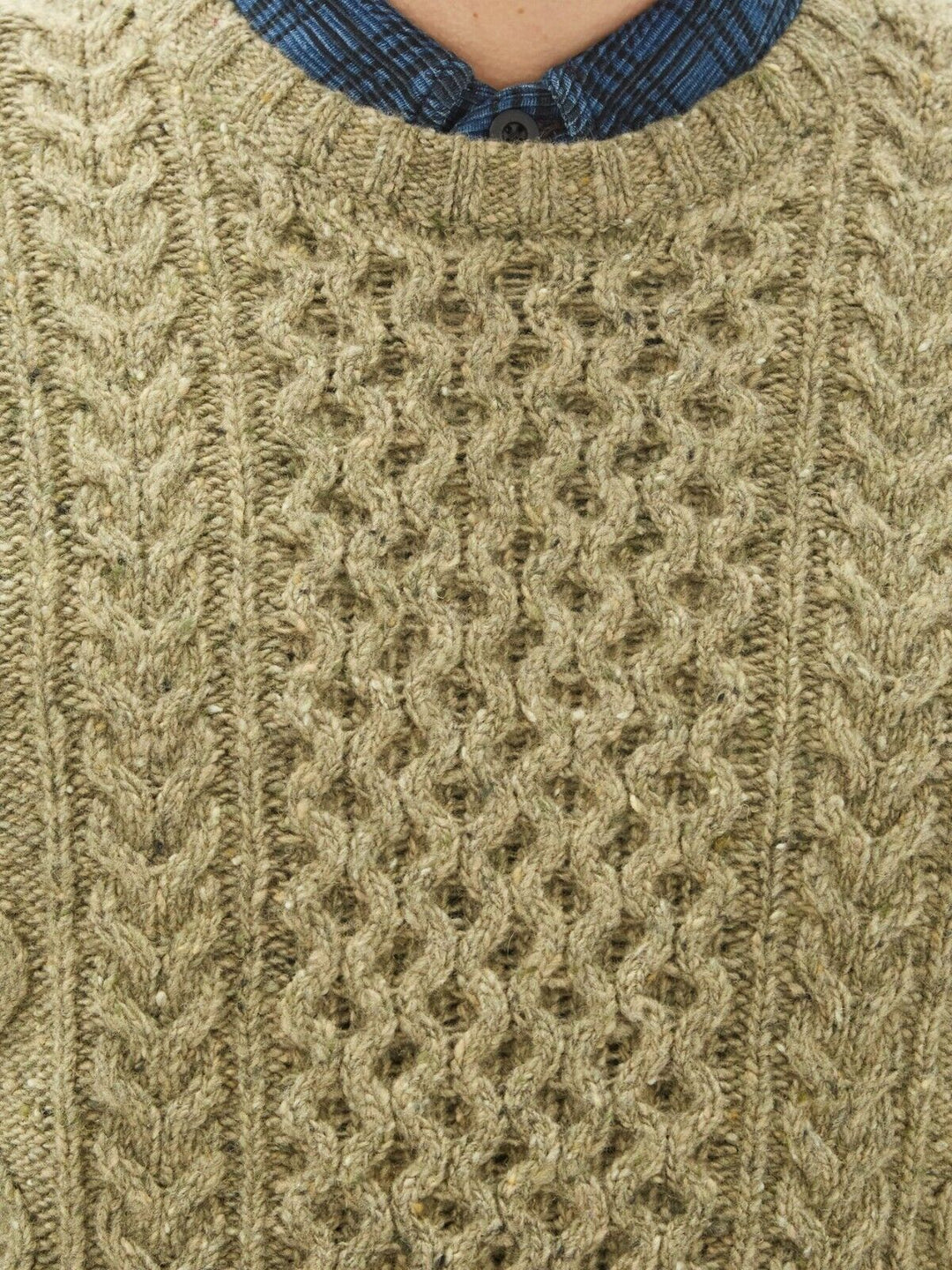 RRL Ralph Lauren Aran Irish Cable-Knit Donegal Wool Sweater Men's L Large