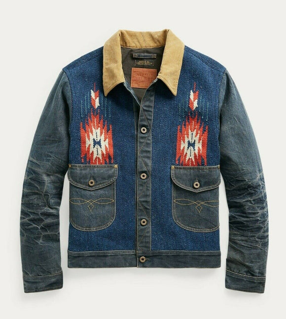 RRL Limited Edition Denim Jacket Jean Southwestern Blanket Men's