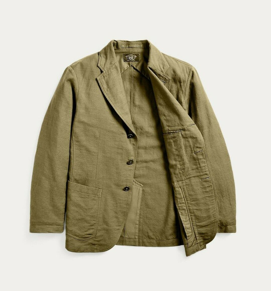 New Ralph Lauren RRL Green Solid Cotton Linen Wool Sportcoat Jacket Mens 2XL XXL