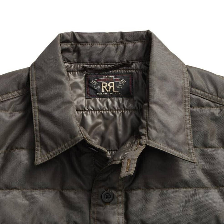 RRL Ralph Lauren Gray Taupe Quilted Overshirt Shirt Jacket Men's Medium M