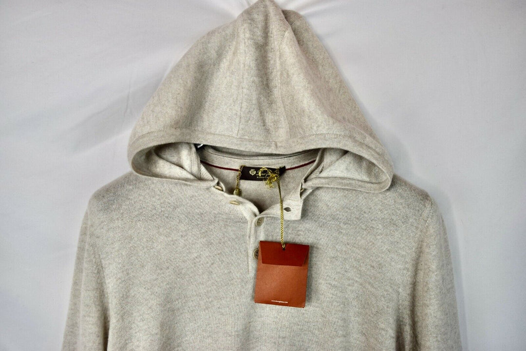 New LORO PIANA Cashmere Silk Gray Solid Hoodie Full Zip Sweater XL Extra-Large