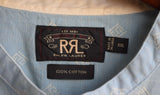 RRL Ralph Lauren Banded Geometric Blue 1950s Workshirt Button Shirt Mens 2XL XXL