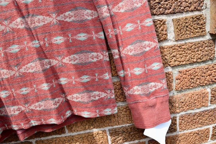 RRL Ralph Lauren Red Henley Fleece Shirt Southwestern Aztec Men's Medium M