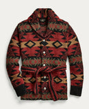 RRL Ralph Lauren Hand Knit Wool Red Ranch Long Belt Cardigan Mens Extra-Large XL