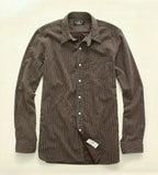 RRL Ralph Lauren Brown 1890's Railman Cotton Twill Work Shirt Men's Large L