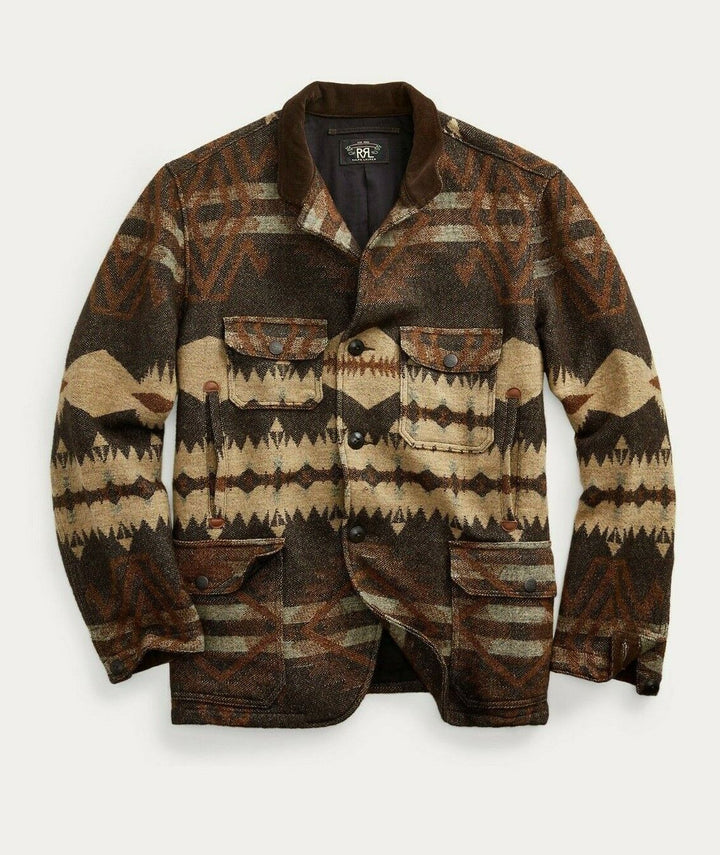 RRL Ralph Lauren Jacquard Southwestern Wool-Cotton Jacket Men's XL Extra-Large
