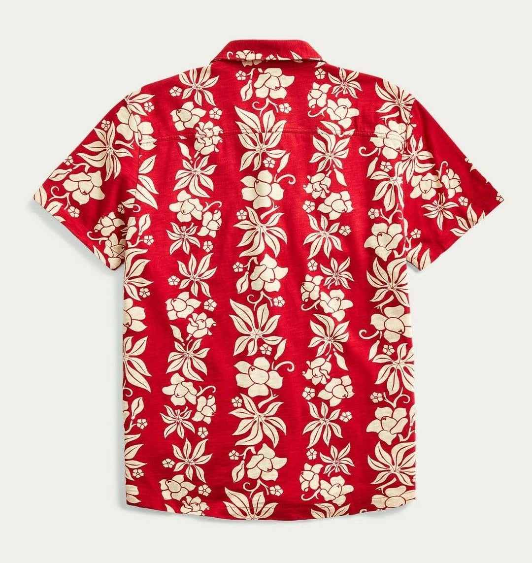 RRL Ralph Lauren Vintage Hawaiian Red Floral Print Shirt Men's Camp Medium M