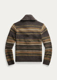 RRL Ralph Lauren Striped Knit Silk Wool 1940's Blanket Cardigan Men's Small S