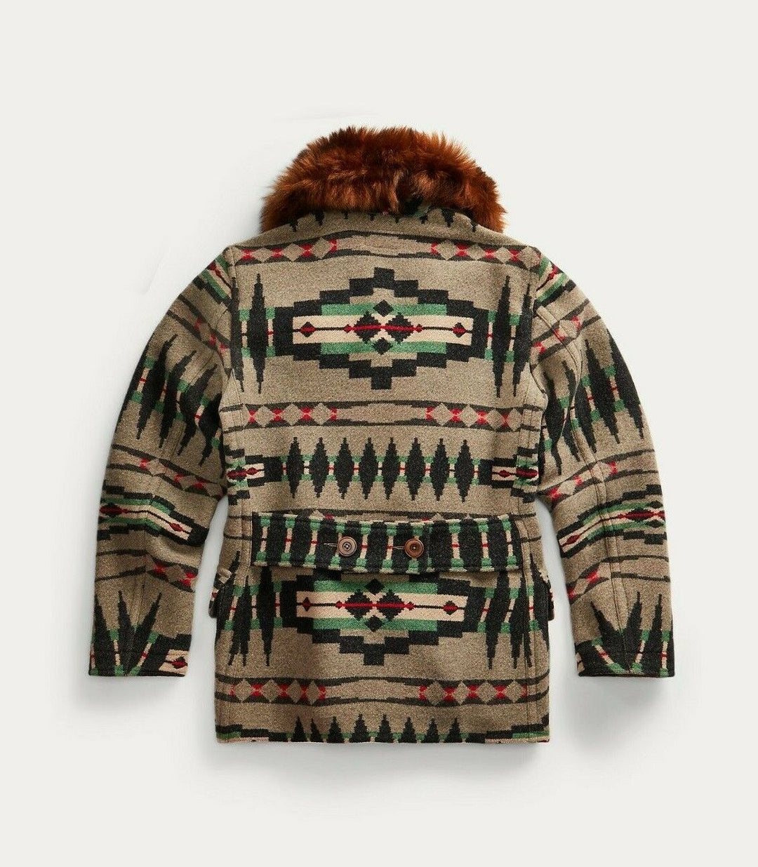 RRL Ralph Lauren Shearling Jacquard Blanket Jacket Suede Trim Men's 2XL XXL