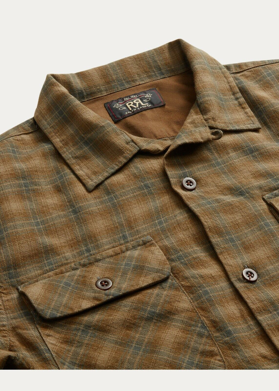Ralph Lauren RRL Men’s Brown 1940's Plaid Cotton Camp Workshirt Men’s Medium M