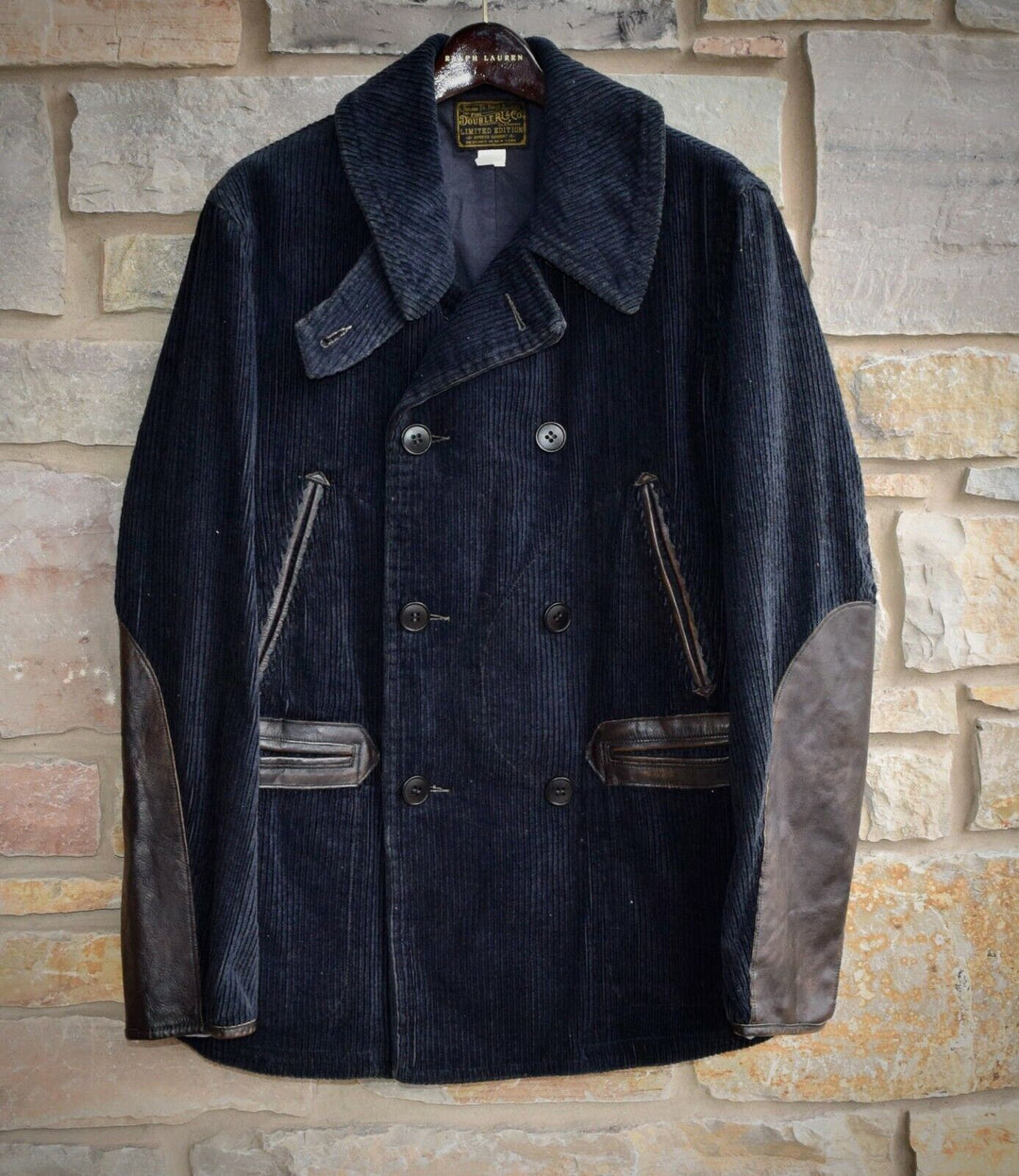 RRL Ralph Lauren Limited-Edition Peacoat Leather Corduroy Navy Men's M Medium