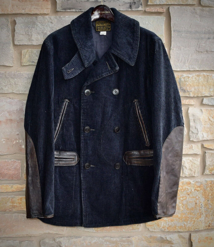 RRL Ralph Lauren Limited-Edition Peacoat Leather Corduroy Navy Men's M Medium