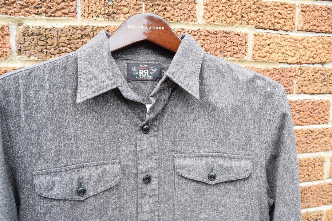 RRL Ralph Lauren Vintage Dice Embroidered Twill Work Shirt Men's Medium M