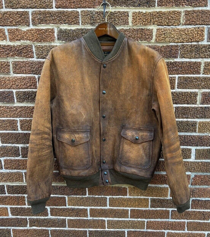 RRL Ralph Lauren Reversible 1920's Tan Flight Pilot Jacket Men 2XL XXL