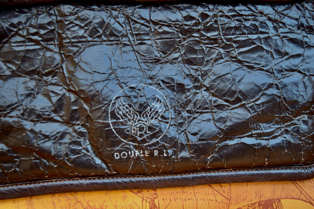 RRL Ralph Lauren Vintage Military Italian Shearling Cracked Leather Media Case