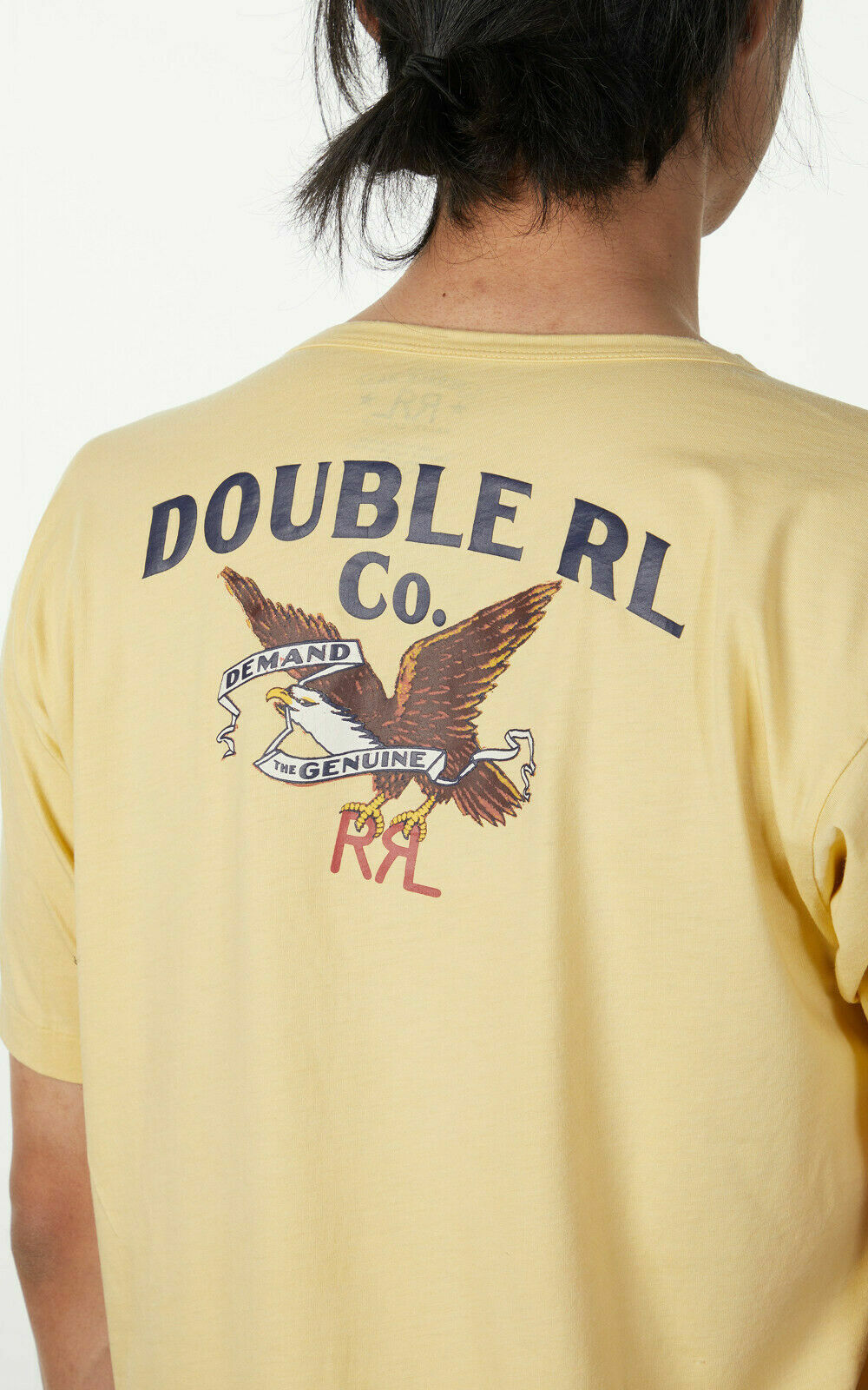 New RRL Ralph Lauren Yellow Double RL Eagle Graphic T-Shirt Men's