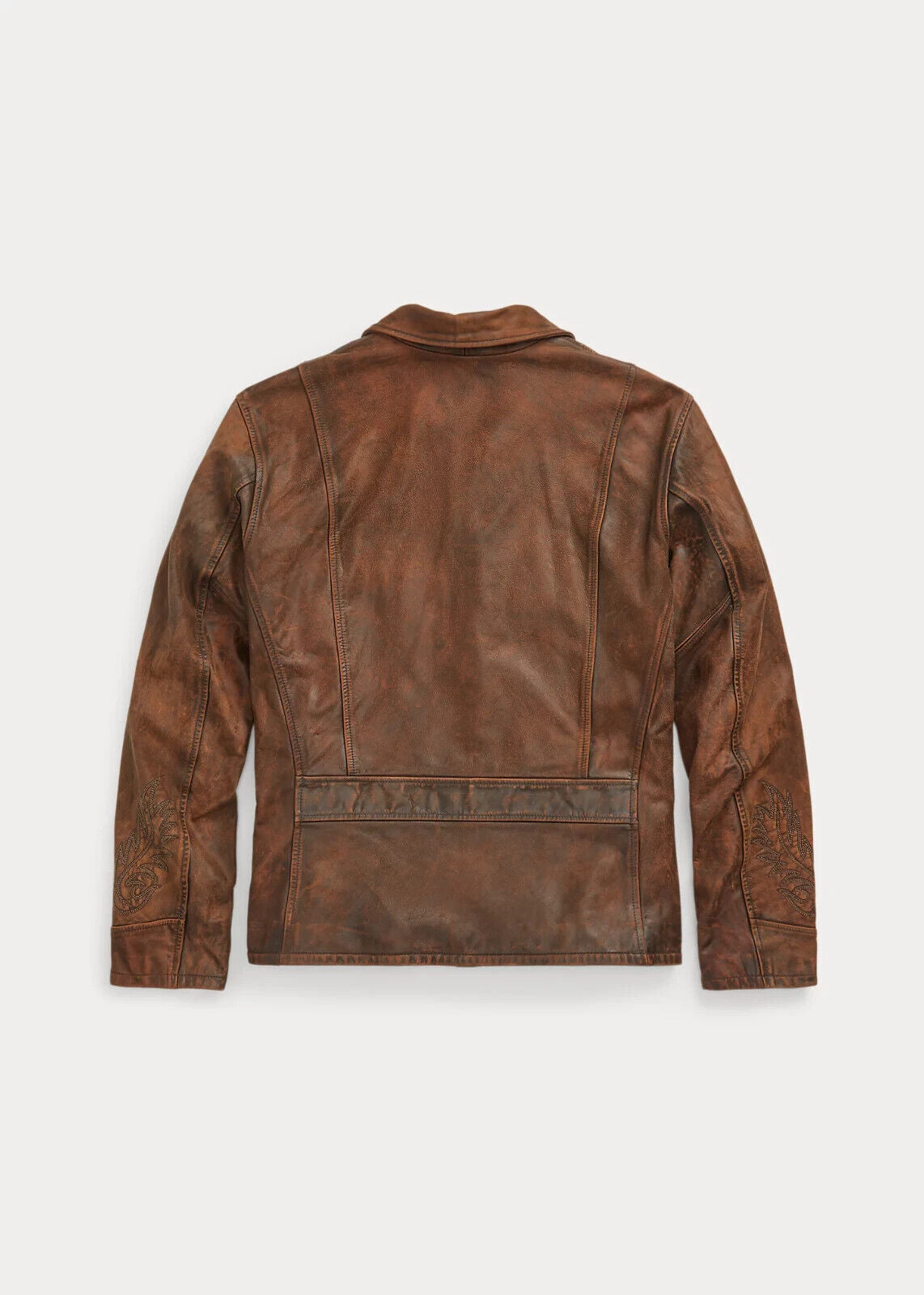 RRL Ralph Lauren Brown Embroidered Leather Jacket Coat Western