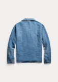 RRL Ralph Lauren Linen Blue Shirt Jacket Navy Button Chambray Men Extra-Large XL