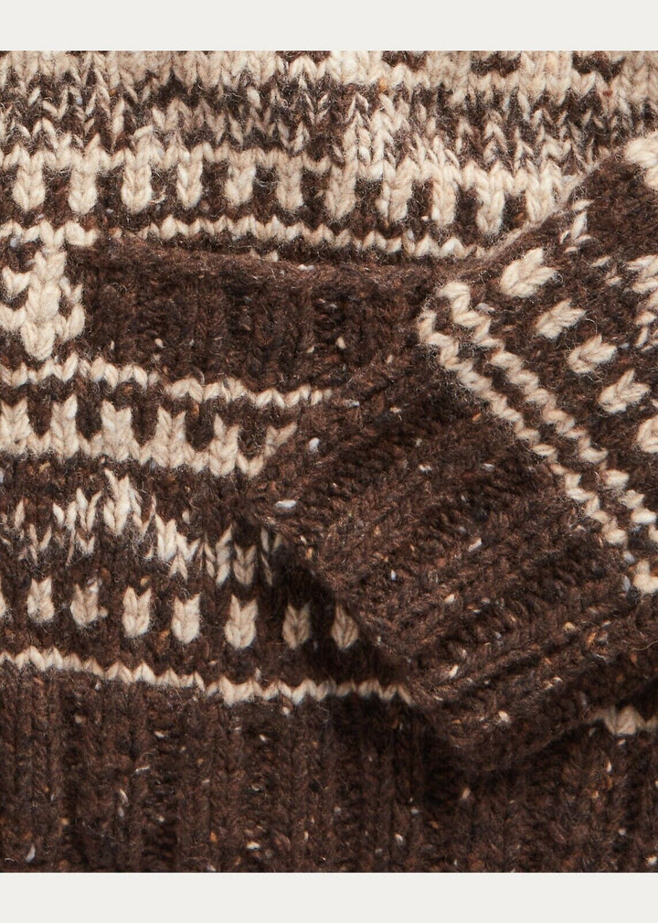 RRL Ralph Lauren Alaskan Brown Mountain Hand-Knit Wool Cardigan Men's Large L