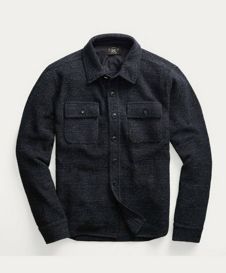 New RRL Ralph Lauren Ring-Spun Workshirt Jacket Navy Blue Men's Extra-Small XS