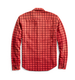 RRL Ralph Lauren Ottoman Red Cotton Plaid Print Work Shirt Men's M Medium