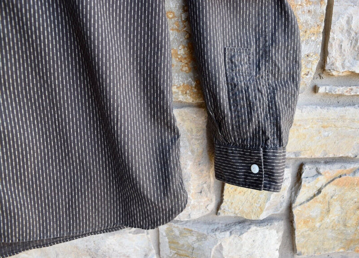 RRL Ralph Lauren Brown 1890's Railman Cotton Twill Work Shirt Men's Large L