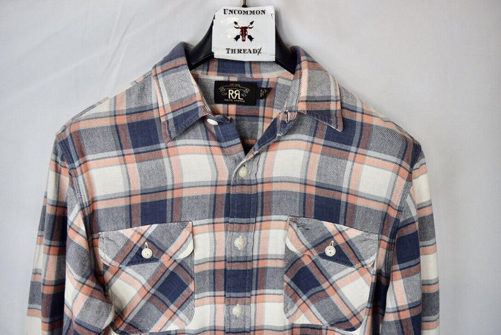 RRL Ralph Lauren Maitlock Plaid Check Work Shirt Flannel Cream Men's Medium M