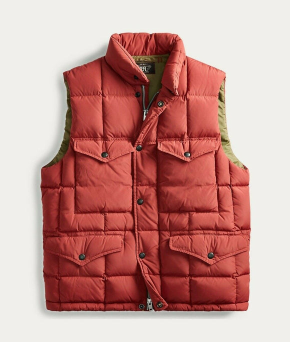 RRL Ralph Lauren 1960's Red Quilted Down Vest Jacket Puffer Coat Men's Medium M