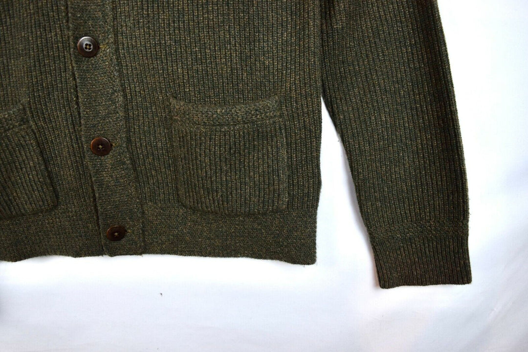 New RRL Ralph Lauren Vintage 100% Cashmere Green Cardigan Men's M Medium