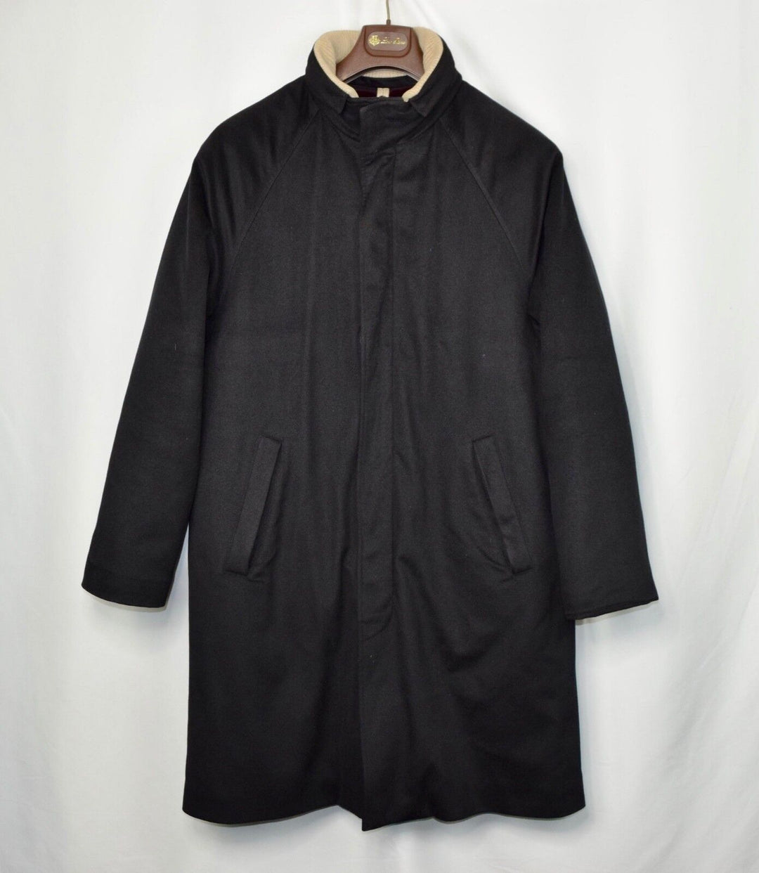 Loro Piana Icer Long Mink Fur Lined Black Cashmere Men's Jacket Coat Large L