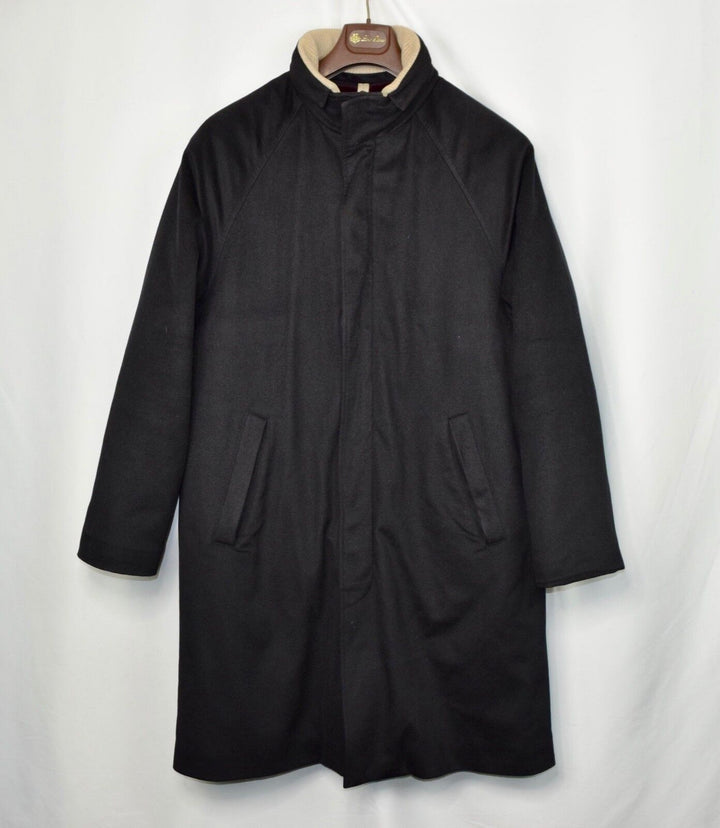 Loro Piana Icer Long Mink Fur Lined Black Cashmere Men's Jacket Coat Large L
