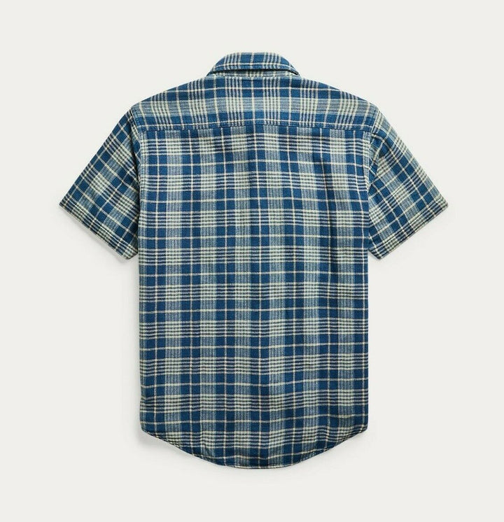 RRL Ralph Lauren Indigo Plaid Double-Faced Workshirt Shirt Men's S Small