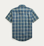RRL Ralph Lauren Indigo Plaid Double-Faced Workshirt Shirt Men's S Small