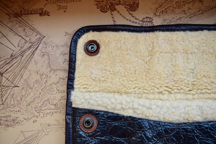 RRL Ralph Lauren Vintage Military Italian Shearling Cracked Leather Media Case