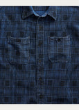 RRL Ralph Lauren Rotary Ottoman Check Plaid Blue Indigo Workshirt Men's L Large