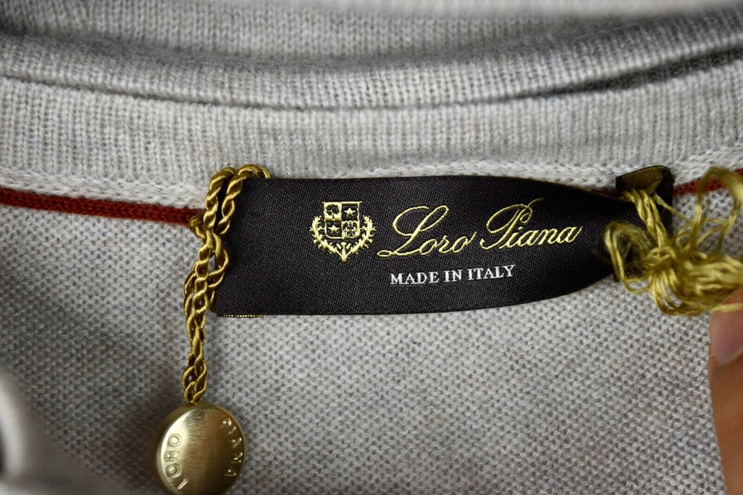 New LORO PIANA Cashmere Silk Gray Solid Hoodie Full Zip Sweater XL Extra-Large