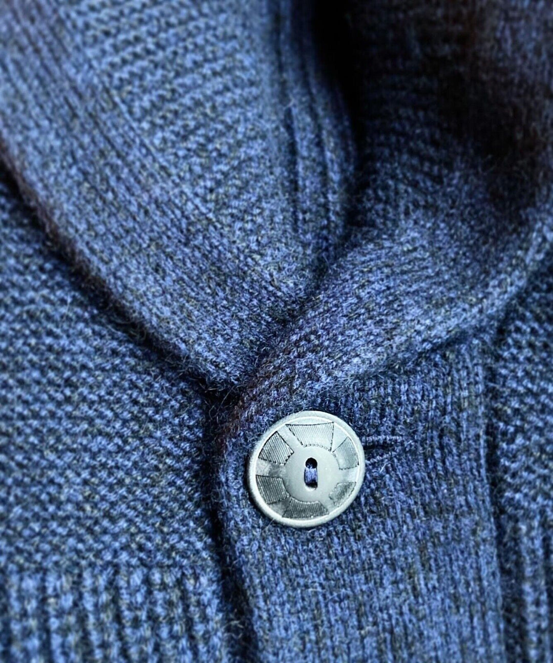 RRL Ralph Lauren 1930's 100% Cashmere Navy Blue Shawl Cardigan Men's Small S